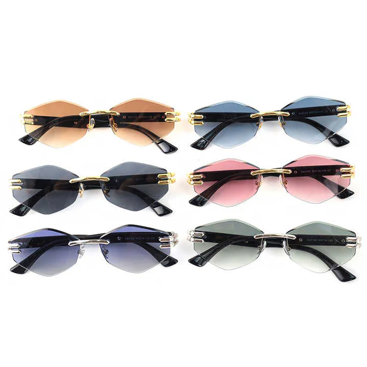 نظارات شمسية عصرية فاخرة بدون إطار عدسات . Luxury Fashion Rimless Sunglasses Gradient