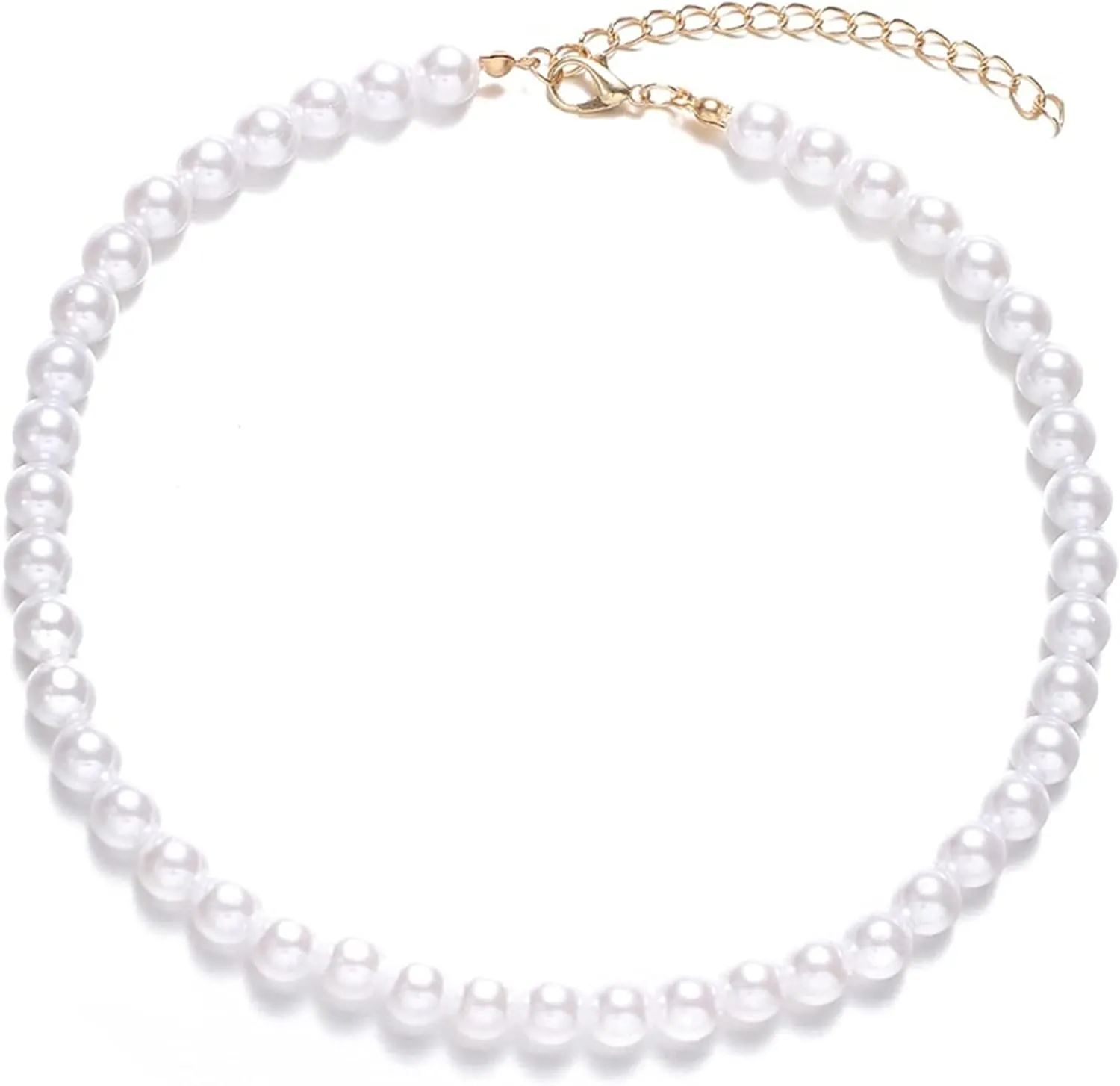 1-5Pcs Multi Size Minimalist Pearl Beads Adjustable Chain Necklaces Bohemian Stackable Artificial Pearl Beaded Chokers Dainty Layered Necklace Jewelry Gifts for Women