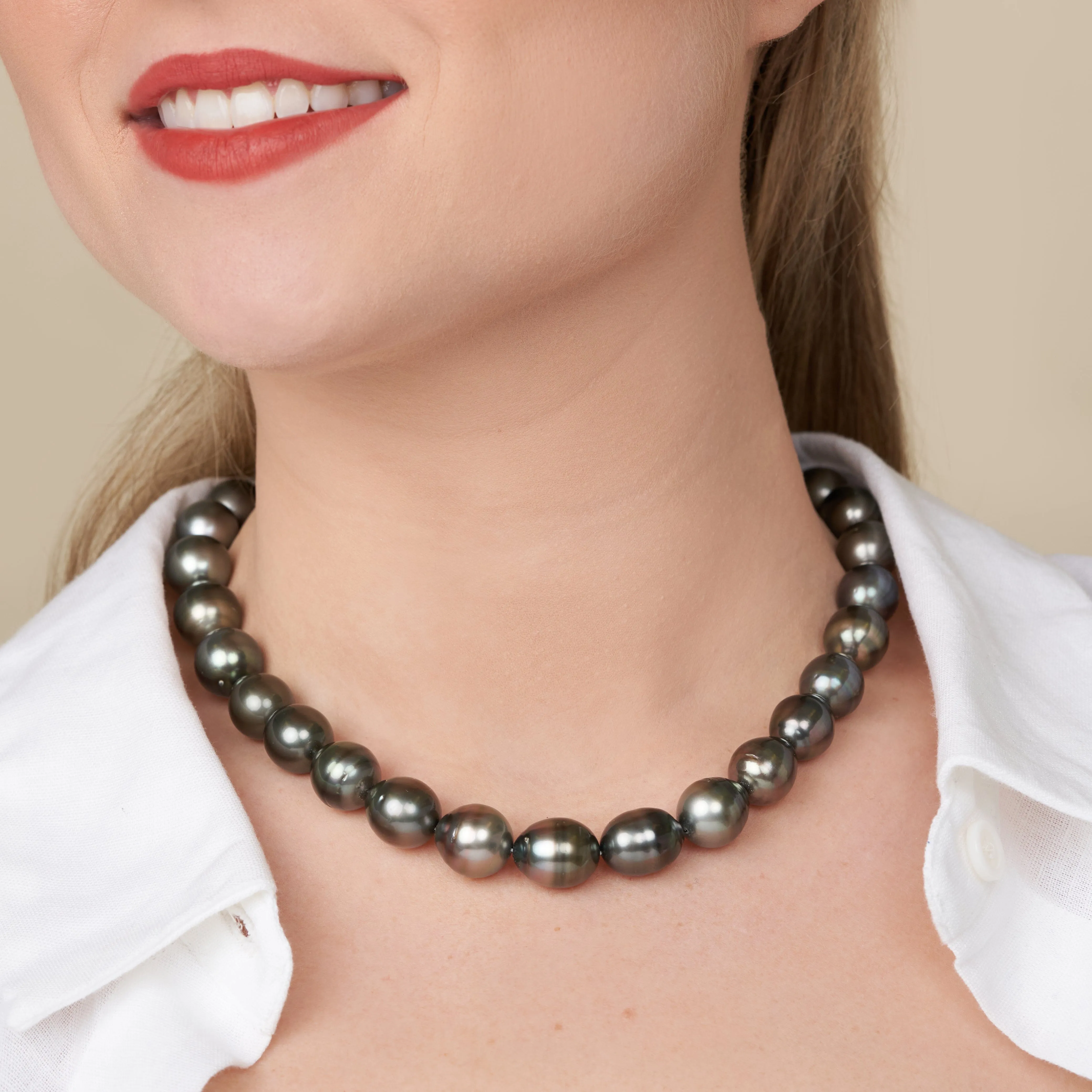 12.0-13.5 mm AA /AAA Tahitian Drop Pearl Necklace