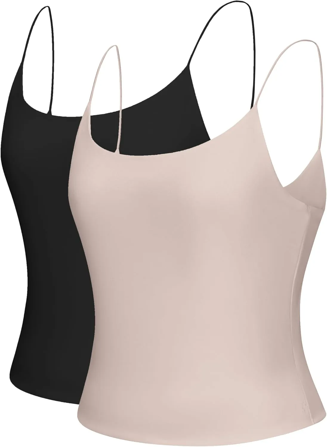 2 Pack Womens Camisole Tank Tops Double Layer Camisole Soft Lingerie Cami Pack Girls Slimming Outfits Casual Crop Top