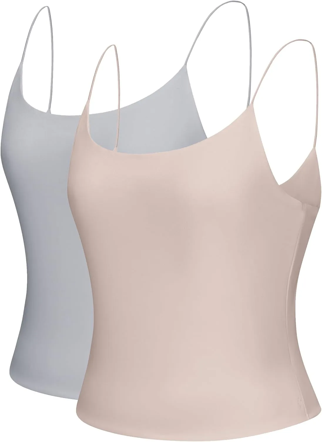 2 Pack Womens Camisole Tank Tops Double Layer Camisole Soft Lingerie Cami Pack Girls Slimming Outfits Casual Crop Top