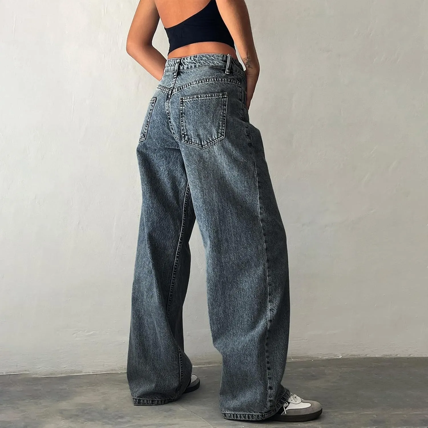 2024 Wide Leg Jeans for Women High Waist Loose Straight Denim Pants 90s Baggy Jeans Trouser Jeans with Pockets