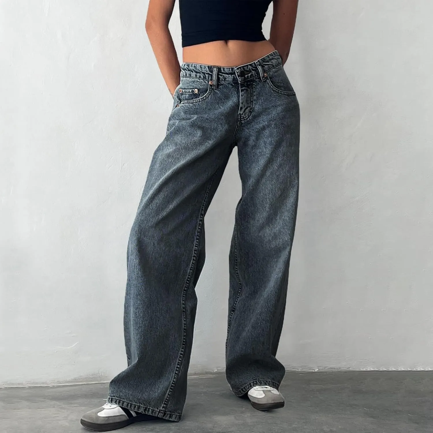 2024 Wide Leg Jeans for Women High Waist Loose Straight Denim Pants 90s Baggy Jeans Trouser Jeans with Pockets