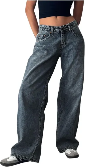 2024 Wide Leg Jeans for Women High Waist Loose Straight Denim Pants 90s Baggy Jeans Trouser Jeans with Pockets