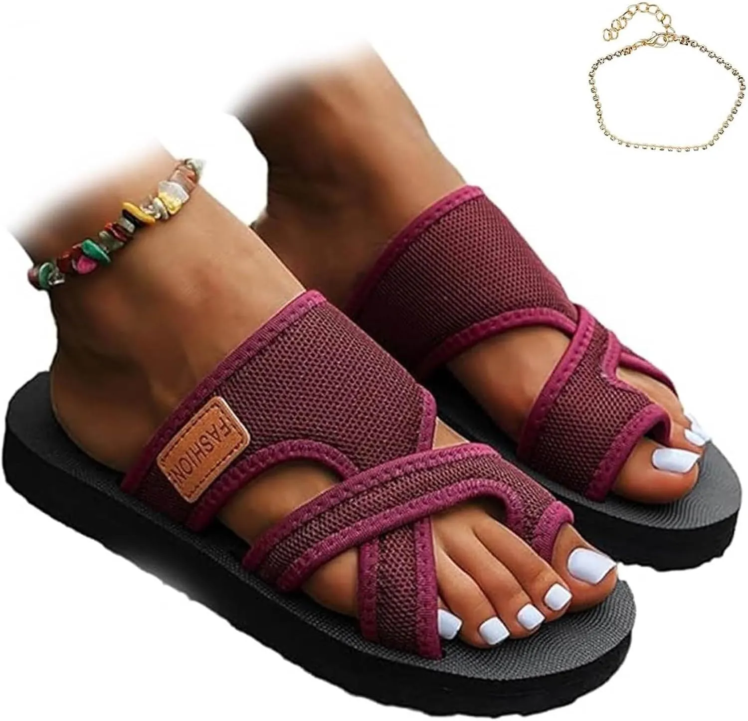 2025 New Women Sandals,Flat Casual Summer Beach Quick Drying Breathable Mesh Sandals For Women Dressy Comfortable Orthopedic Arch Support Outdoor Walking Sandals Daily Wear Sandal