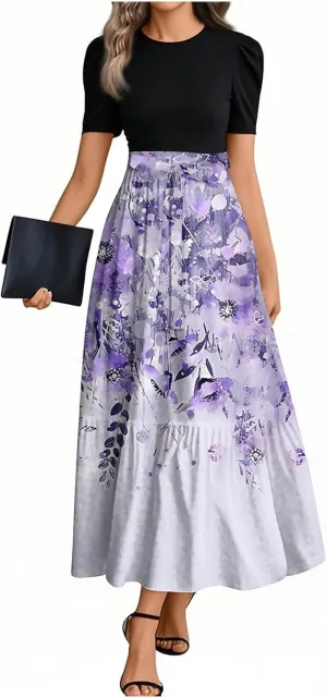 2025 Spring Dresses for Women, Beach Elegant Maxi Womens Jumpsuit Flower Print Bow High Waisted Womens Romper