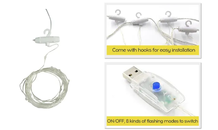 3 x 3-m USB Music Sound Control String Light