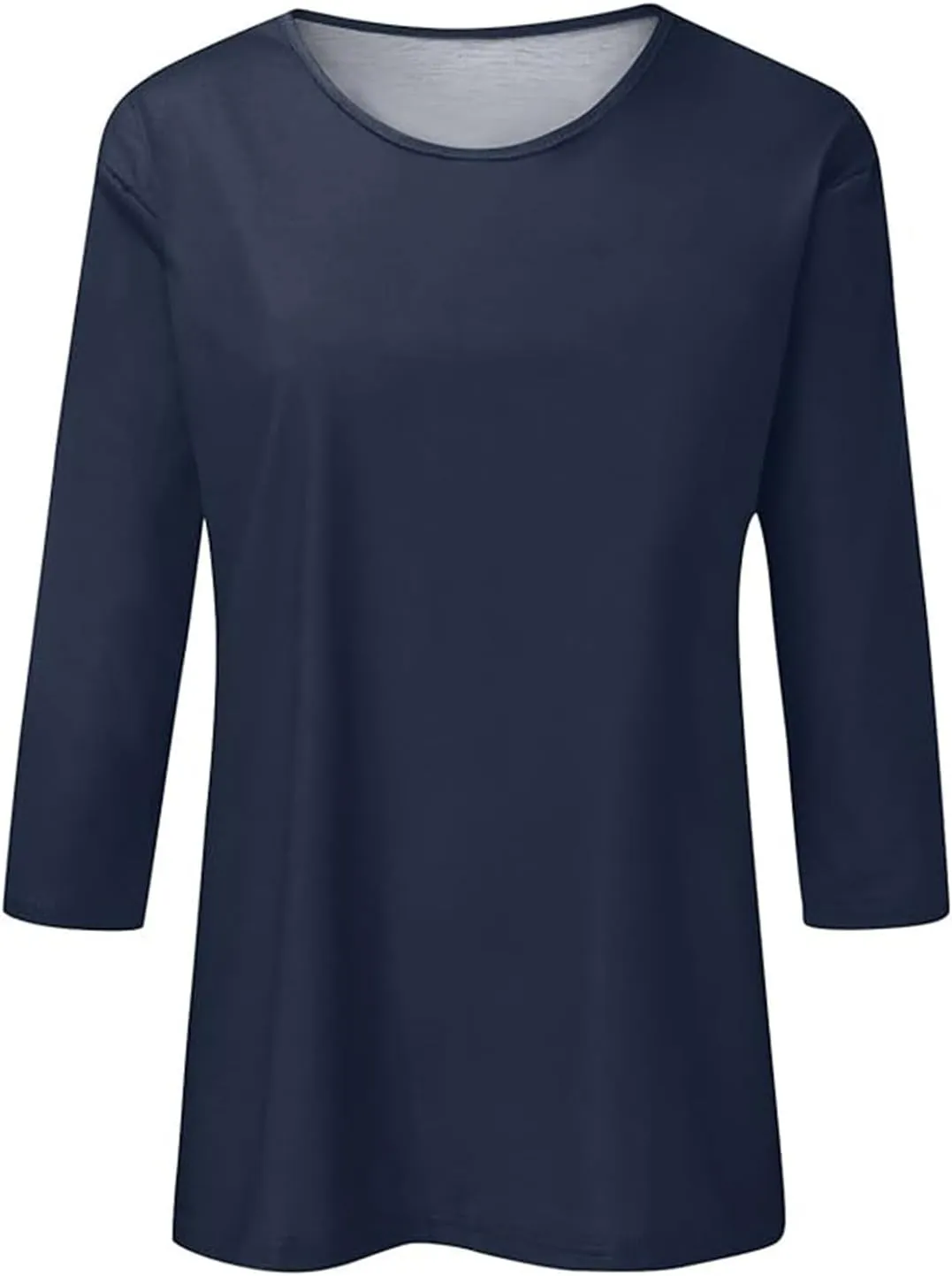 3/4 Length Sleeve Womens Tops Casual Crewneck Tunic Blouses to Wear with Leggings Trendy Loose Fit Tshirt Cotton Tees