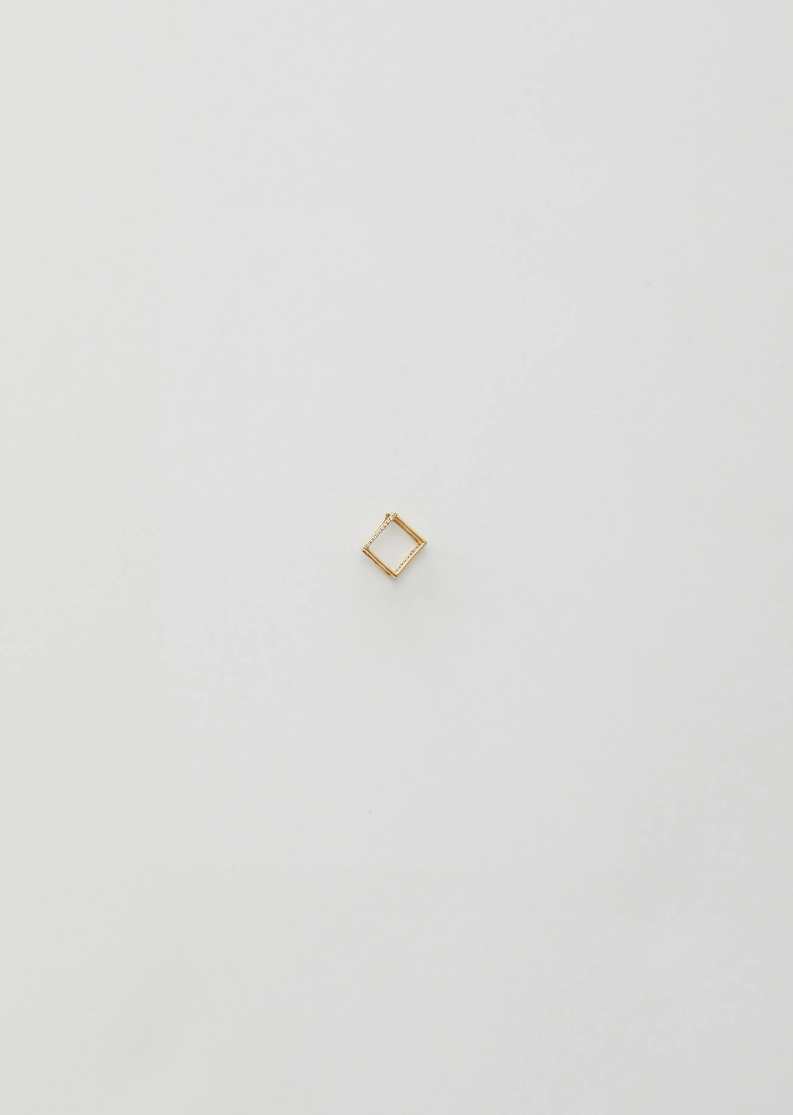 3D Square Earring 01 with Diamond — 10mm