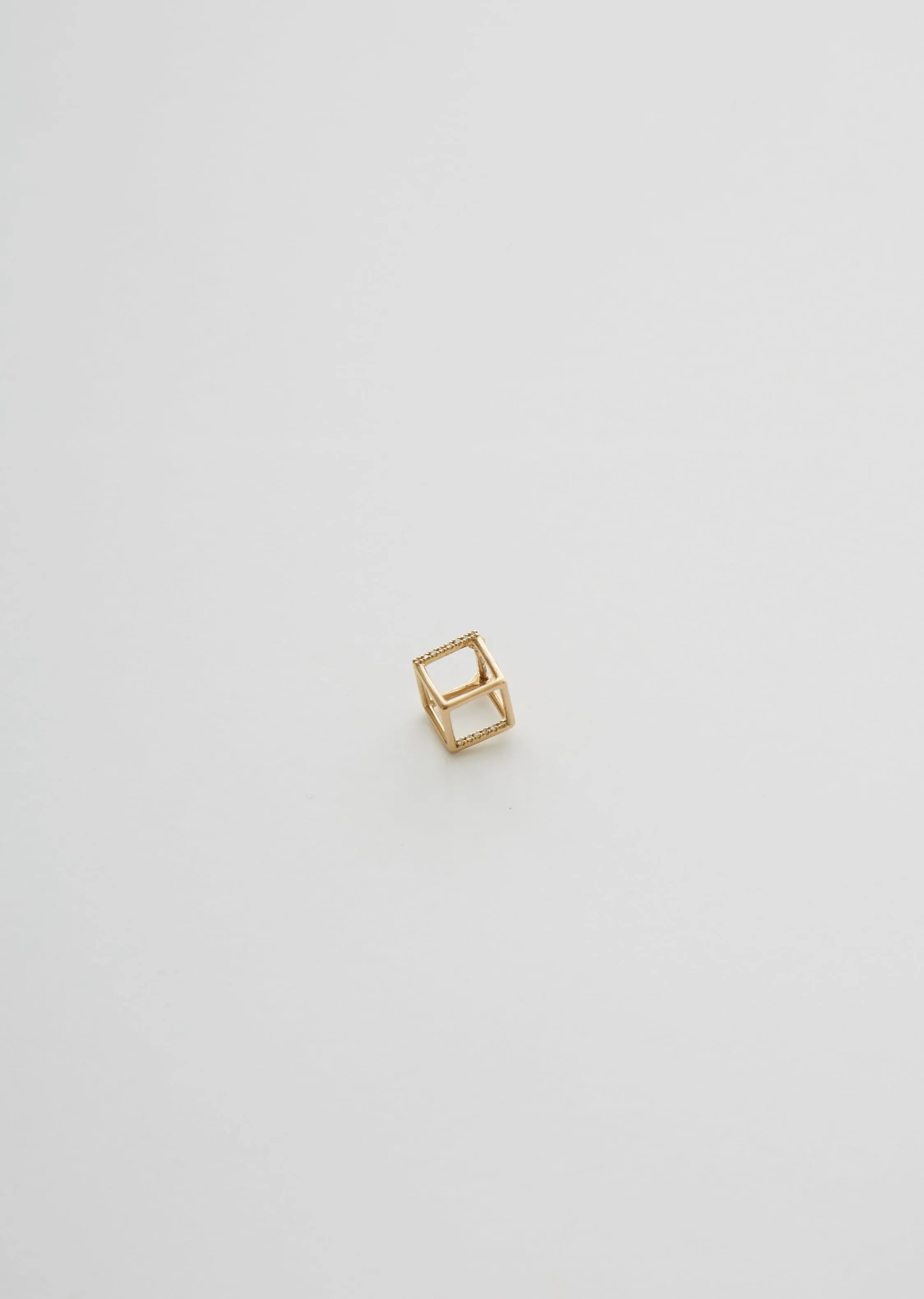 3D Square Earring 01 with Diamond — 10mm