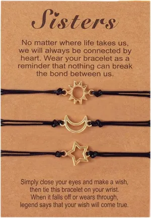 3pcs Star Friendship Bracelets Fashion Matching Bracelets Woven Rope Sister Bracelets for Women Teen Girls