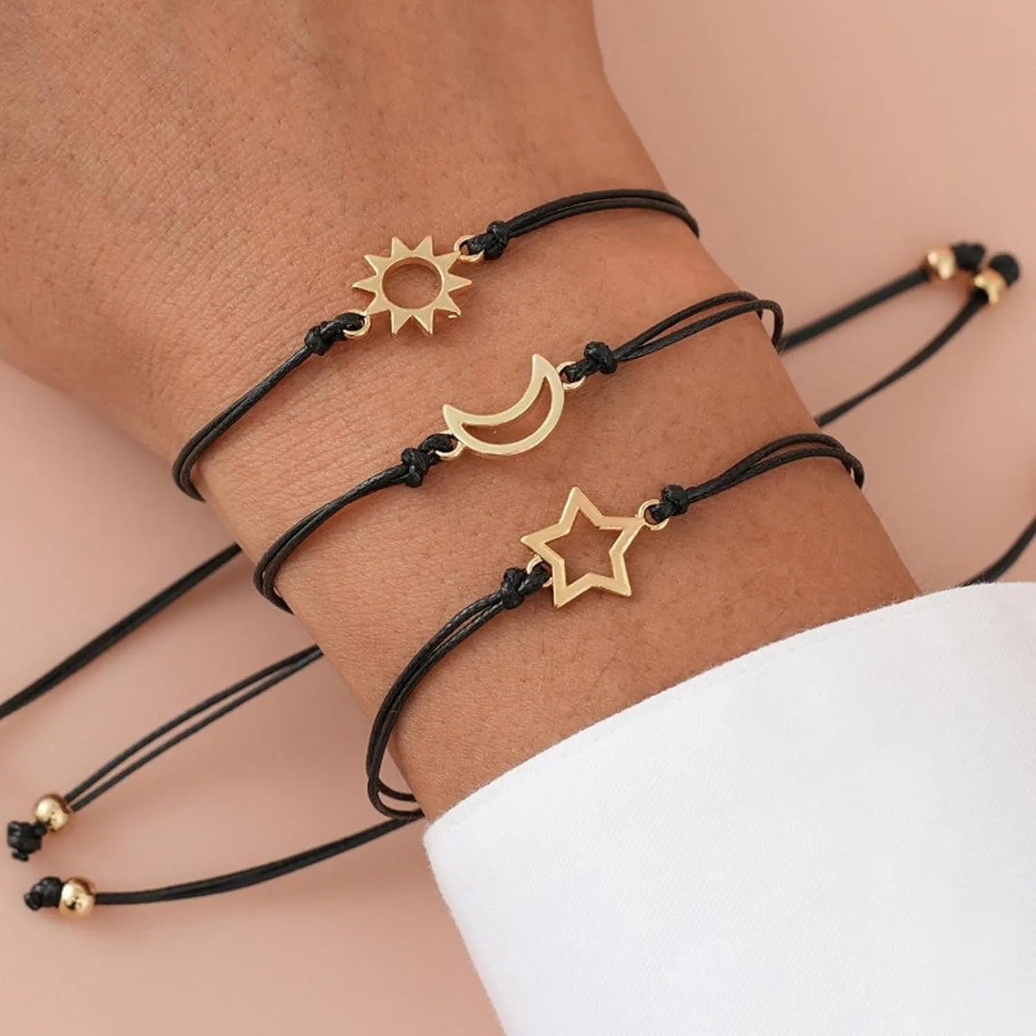 3pcs Star Friendship Bracelets Fashion Matching Bracelets Woven Rope Sister Bracelets for Women Teen Girls