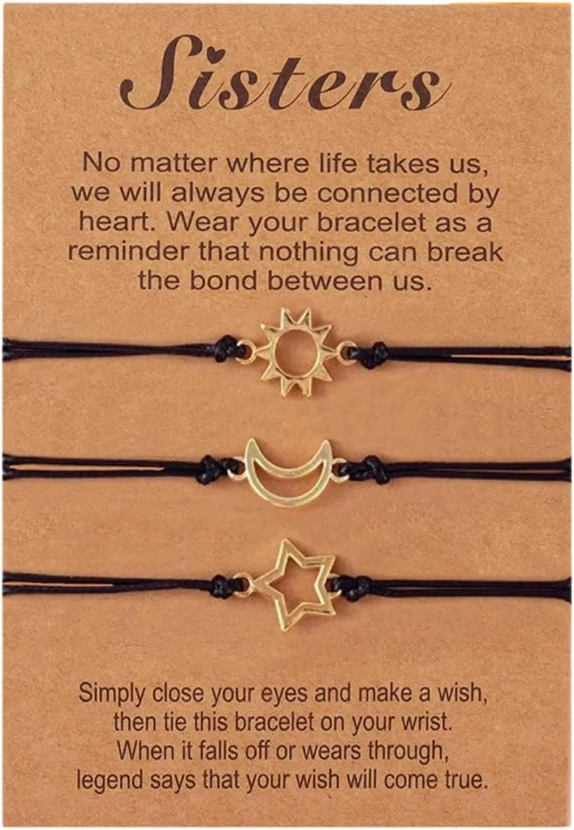 3pcs Star Friendship Bracelets Fashion Matching Bracelets Woven Rope Sister Bracelets for Women Teen Girls
