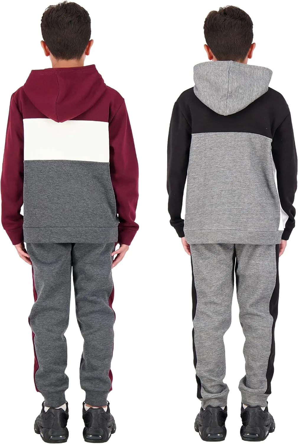 4 Piece Boys Jogger Sets for Kids 2 Pack Fleece Hoodie and Pull-On Sweatpants for Kids Skateboarding