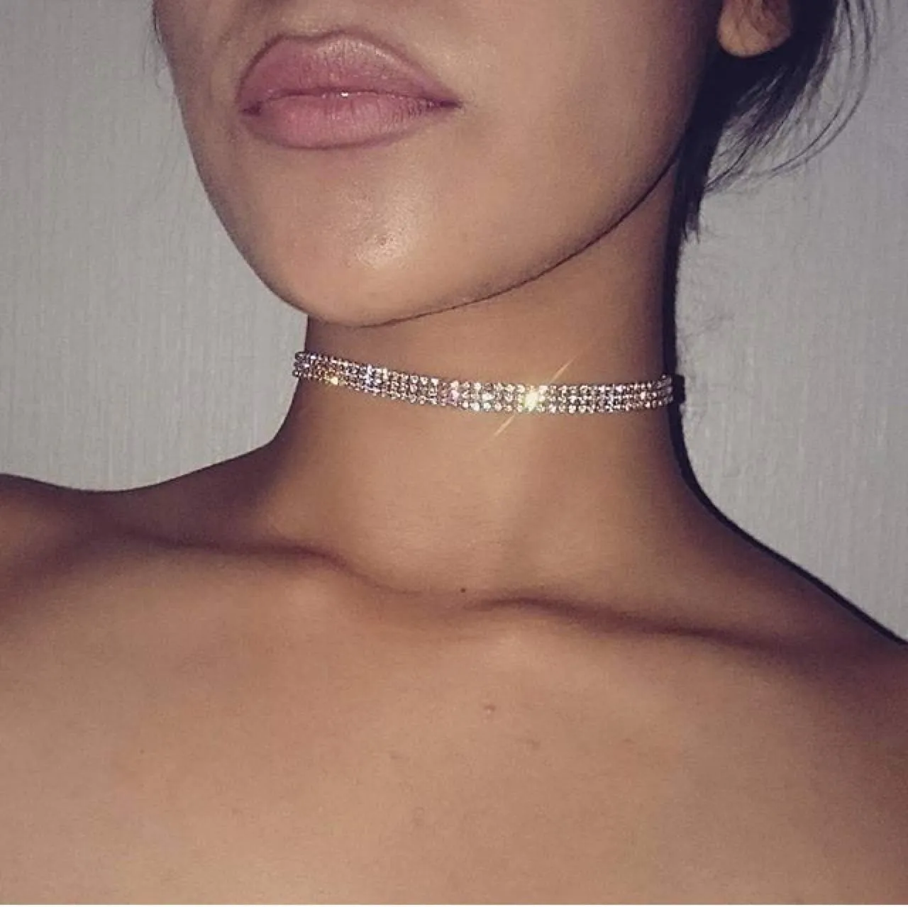 5 Pieces Rhinestone Choker Necklaces Silver Gold Plated Sparkly Diamond Choker Dainty Crystal Bridal Wedding Jewelry for Women
