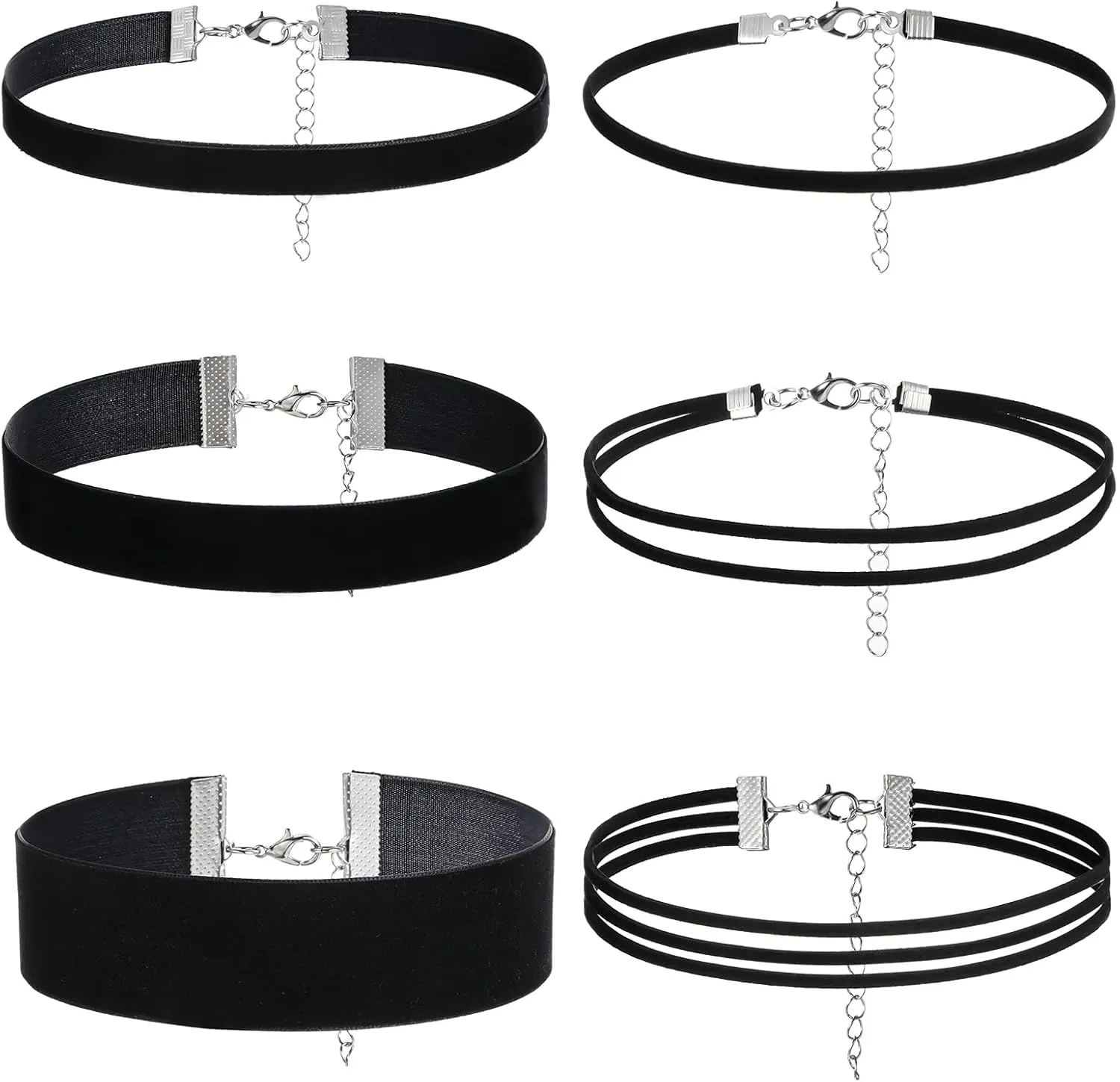 6Pcs Choker Necklaces for Women, Black Velvet Choker Set Layered Classic Choker Necklace Adjustable Gothic Black Collar Necklace for Women Dancing Halloween Birthday Party Cosplay