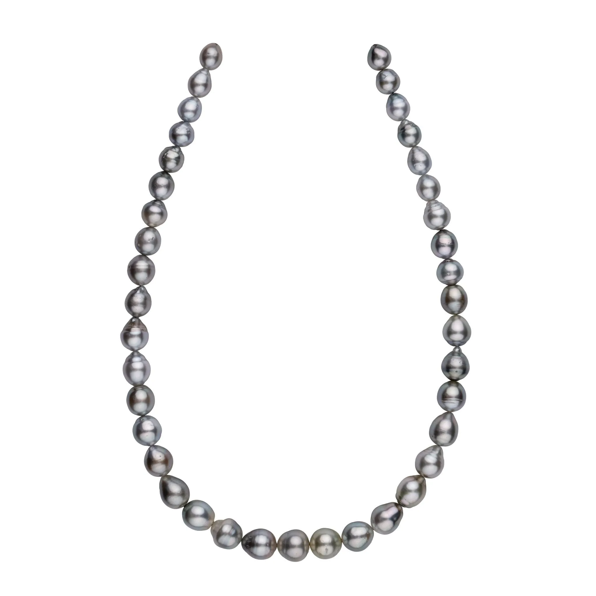 8.0-10.8 mm AA  Pastel Silver Tahitian Drop Pearl Necklace