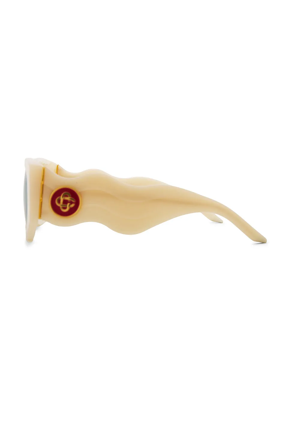 Acetate Metal Oval Wave Sunglasses