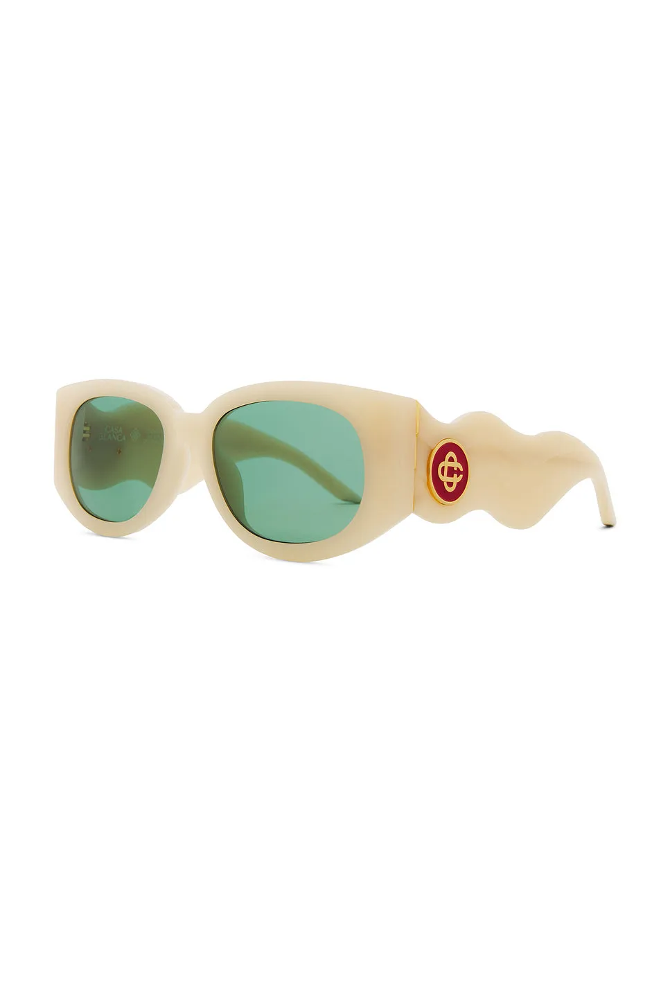Acetate Metal Oval Wave Sunglasses