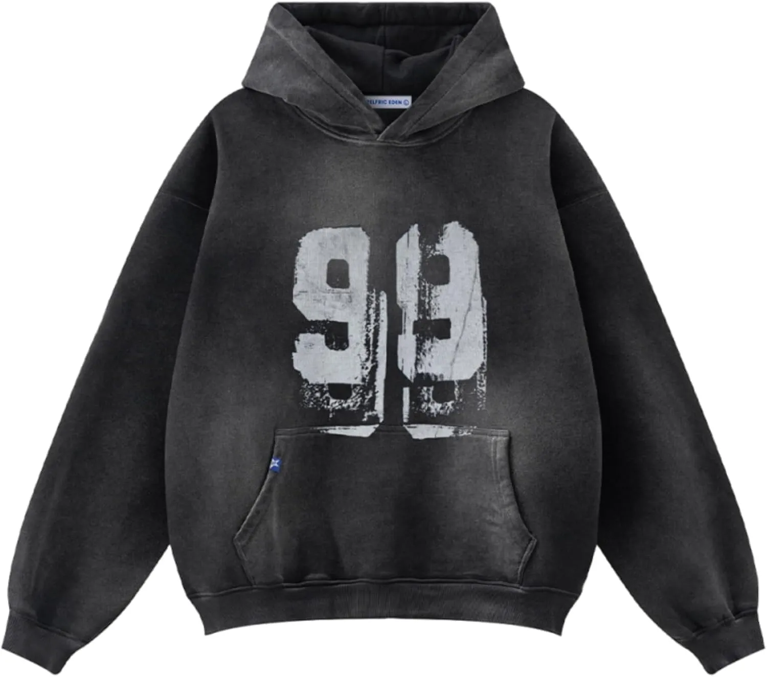 Aelfric Eden Mens Hoodies Graffiti Number 99 Print Hoodie Unisex Y2k Streetwear Oversized Hooded Pullover Pocket Sweatshirt