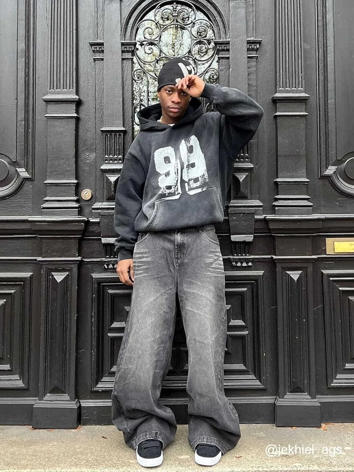 Aelfric Eden Mens Hoodies Graffiti Number 99 Print Hoodie Unisex Y2k Streetwear Oversized Hooded Pullover Pocket Sweatshirt