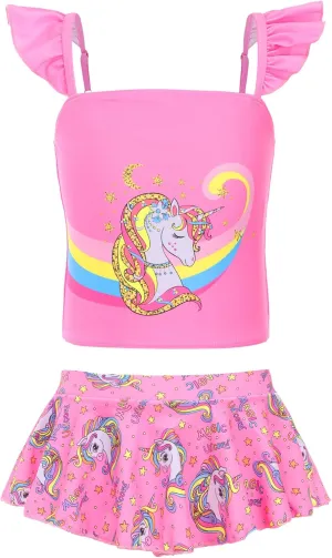 Akokvlar Two Pieces Swimsuit Mermaid Bikinis Tankini Bathing Suit for Little Girls