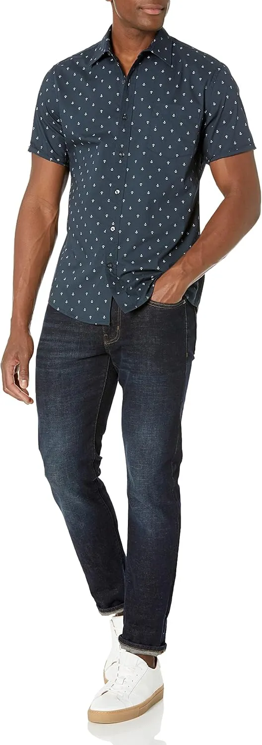 Amazon Essentials Slim-Fit Men's Short Sleeve Button Down Shirt