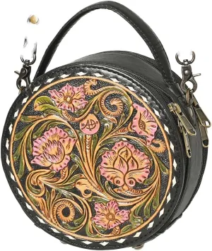 American Darling Canteen Hand Tooled Genuine Leather Women Bag Western Handbag Purse
