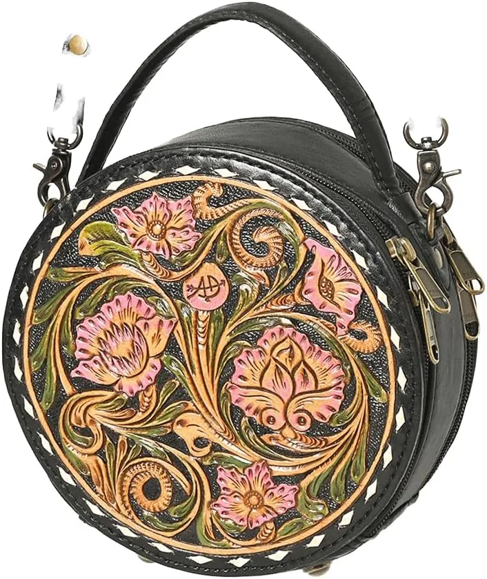 American Darling Canteen Hand Tooled Genuine Leather Women Bag Western Handbag Purse
