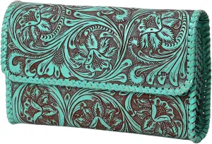 American Darling Clutch Beautifully Hand Tooled Genuine Leather women bag western handbag purse | Leather Clutch Bag | Clutch