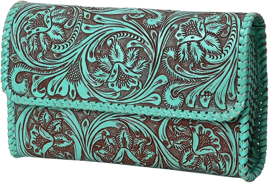 American Darling Clutch Beautifully Hand Tooled Genuine Leather women bag western handbag purse | Leather Clutch Bag | Clutch