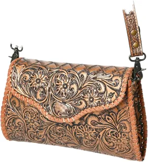 American Darling Clutch Hand Tooled Genuine Leather Western Women Bag Handbag Purse Tan | Leather Clutch Bag | Clutch Purses for Women | Cute Clutch Bag | Clutch Purse