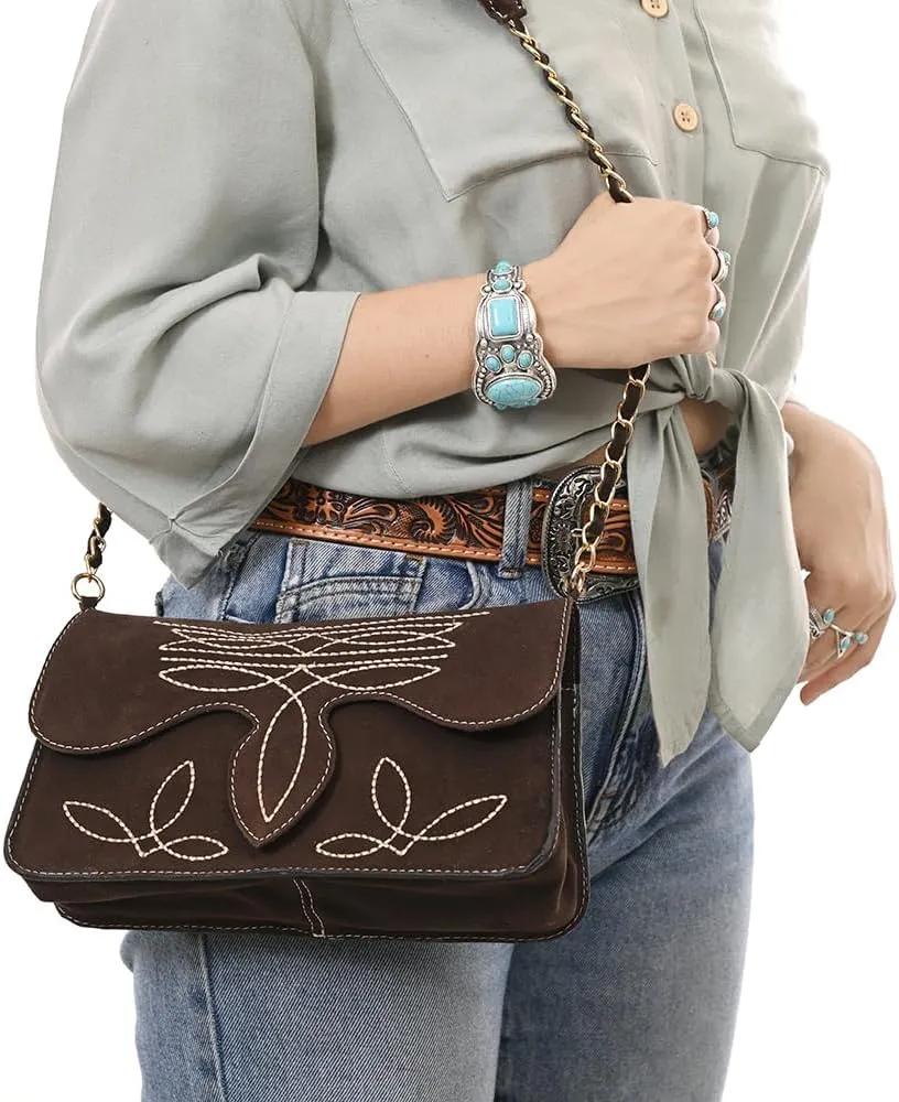 American Darling Suede Bag Genuine Leather Clutch Bag