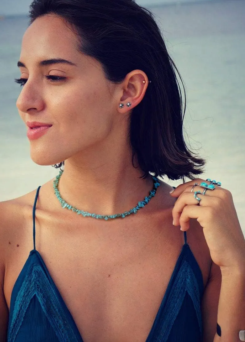 Aobei Pearl Gemstone Beaded Choker Necklace for Women Boho Turquoise/Cultured Freshwater Pearls/Garnet/Amazonite Jewelry