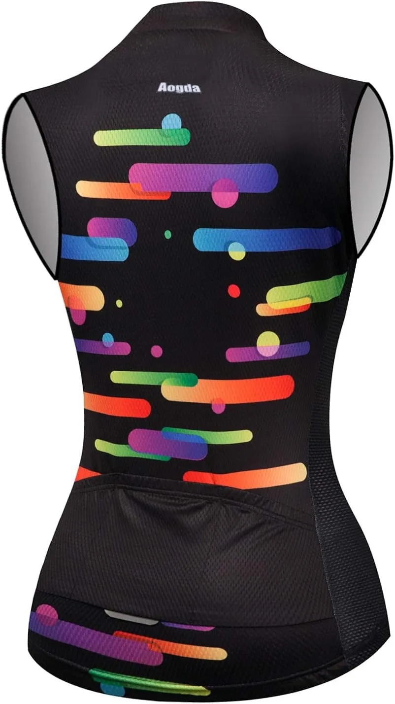 Aogda Cycling Jerseys Women Bike Shirts Team Biking Sleeveless Tops Bicycle Vests Clothing
