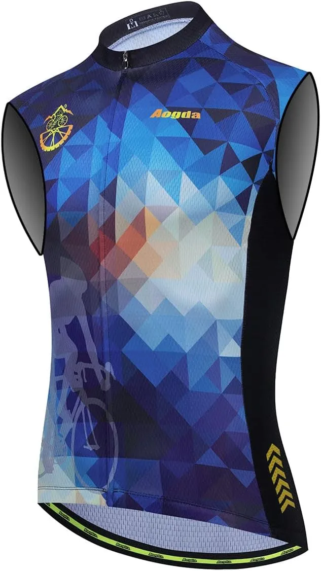 Aogda Sleeveless Cycling Jerseys For Men Bike Shirts Bicycle Vests Team Biking Tops Clothing