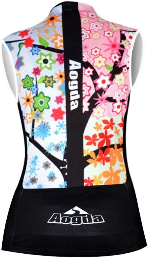 Aogda Sleeveless Cycling Jerseys Women Bike Tops Team Biking Shirts Bicycle Vests Clothing