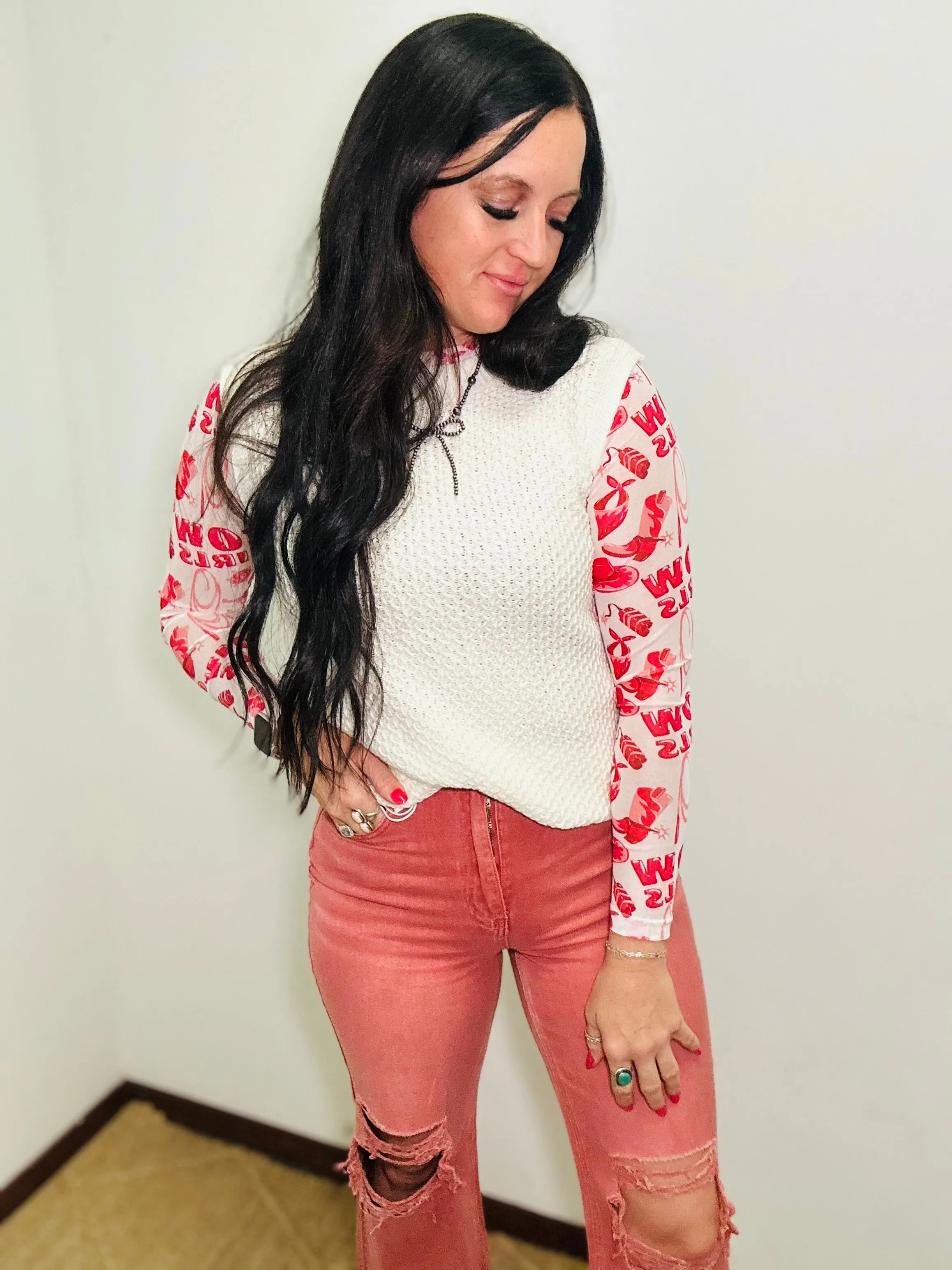 Babs Heavy Distressed Straight Jeans Brick