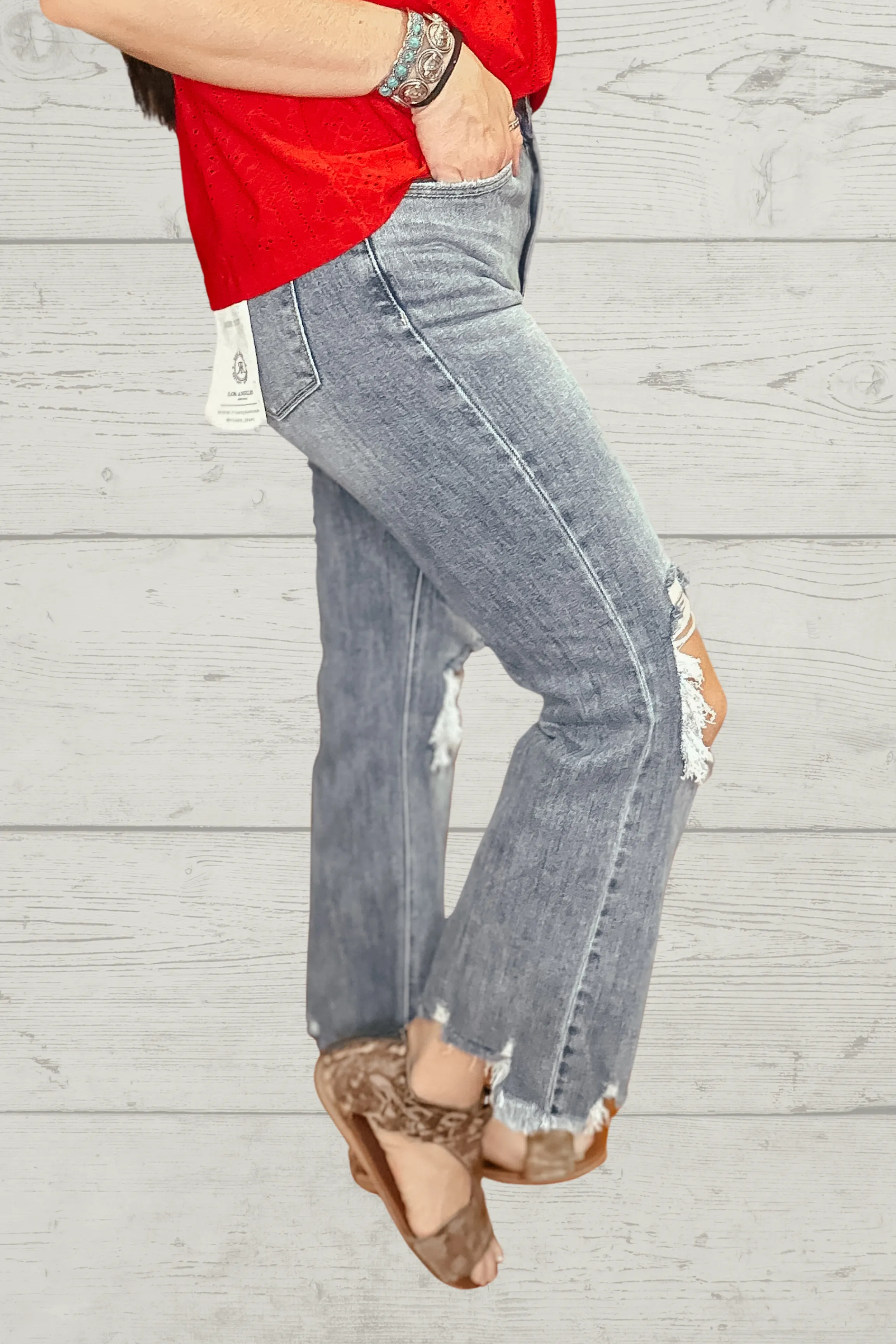 Babs Heavy Distressed Straight Jeans