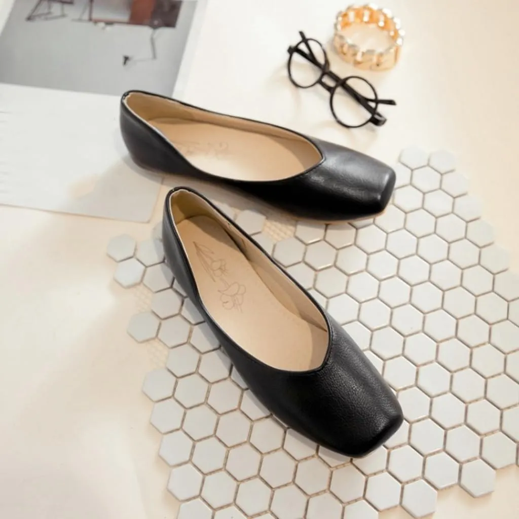 Ballet Flats for Womens Girls Square Toe Comfortable Slip On Soft Walking Loafers Dress Shoes