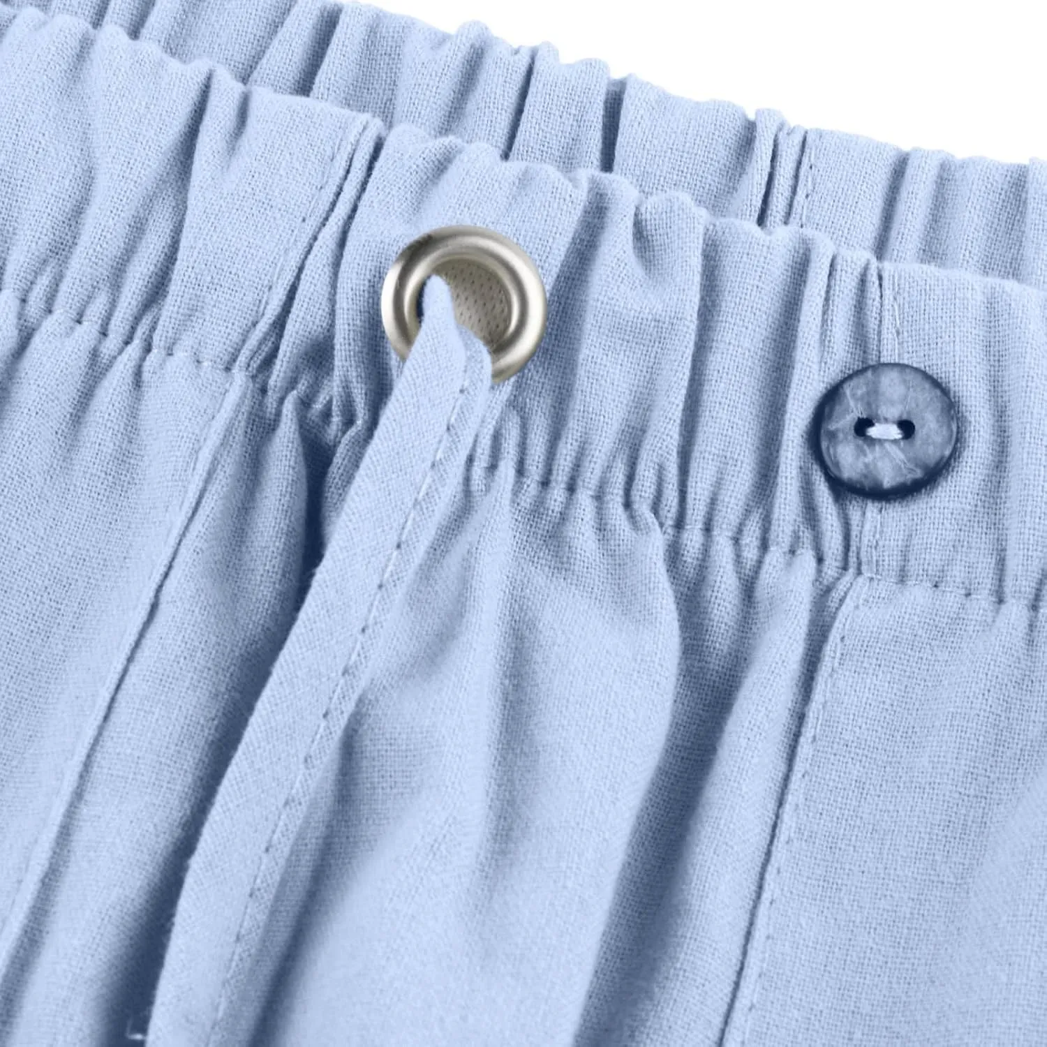 Beach Linen Pants for Men Drawstring Plus Size Linen Pants Lightweight Elastic WAIS Yoga Pants with Pockets Lounge Pants