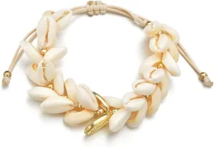 Beach Shell Bracelets Gold Handmade Braided Roop Bracelets Beaded Bracelets Chains Charm Multilayer Foot Bracelets Dainty Bohemian Jewelry for Women