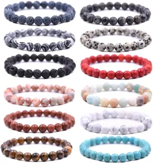 Beaded Bracelets for Men Women His and Hers Couples Bracelets Elastic Stretch Mens Womens Bracelet