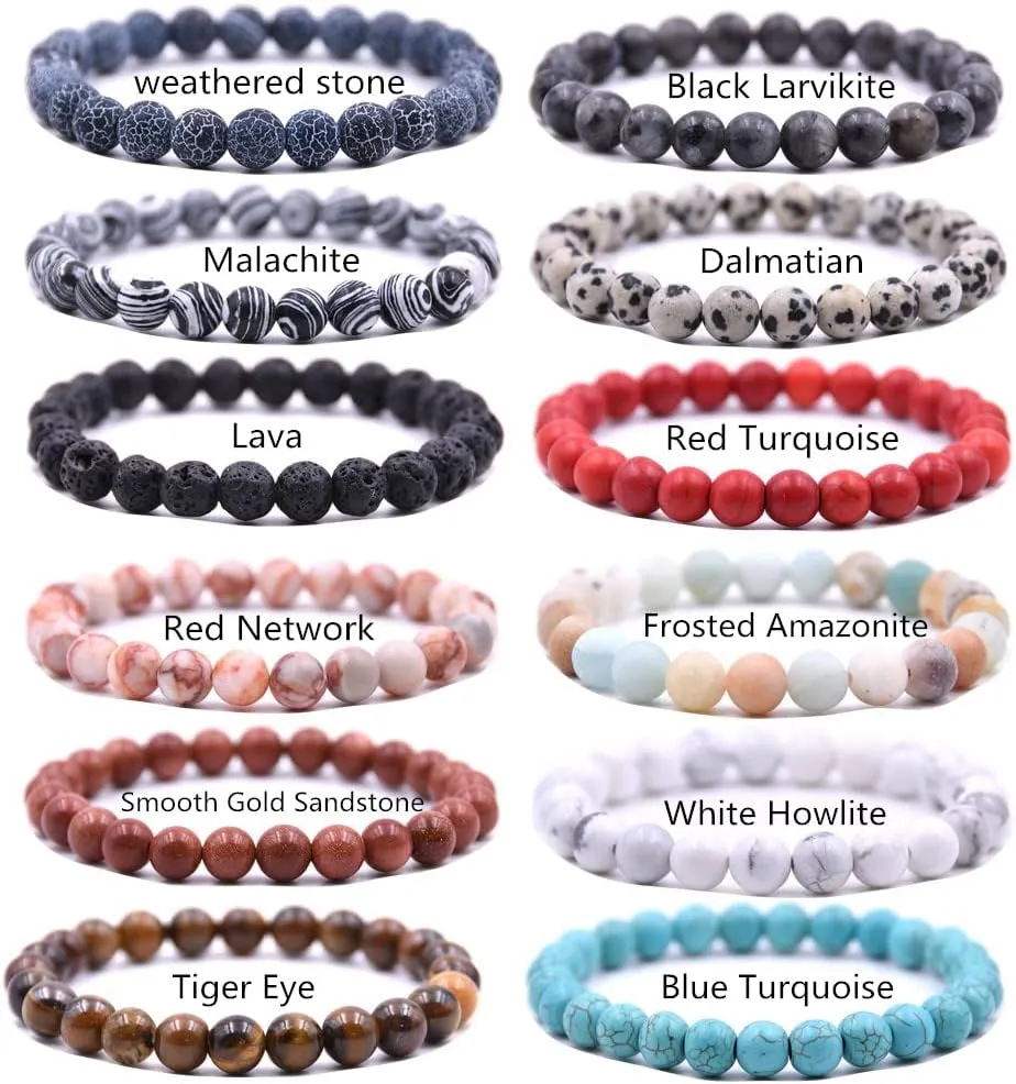 Beaded Bracelets for Men Women His and Hers Couples Bracelets Elastic Stretch Mens Womens Bracelet