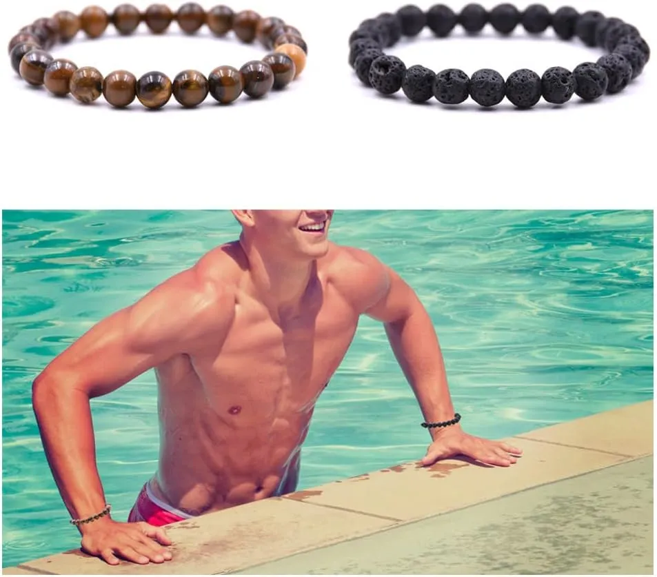 Beaded Bracelets for Men Women His and Hers Couples Bracelets Elastic Stretch Mens Womens Bracelet