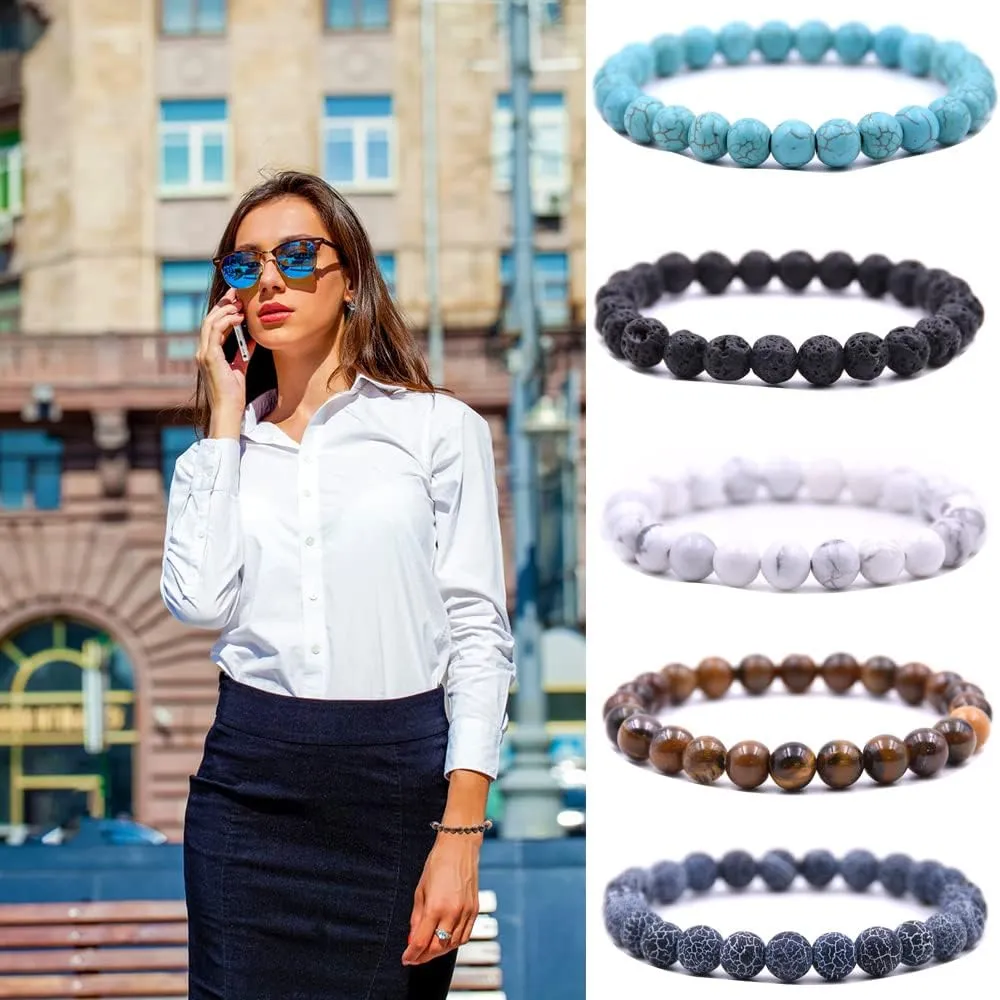 Beaded Bracelets for Men Women His and Hers Couples Bracelets Elastic Stretch Mens Womens Bracelet