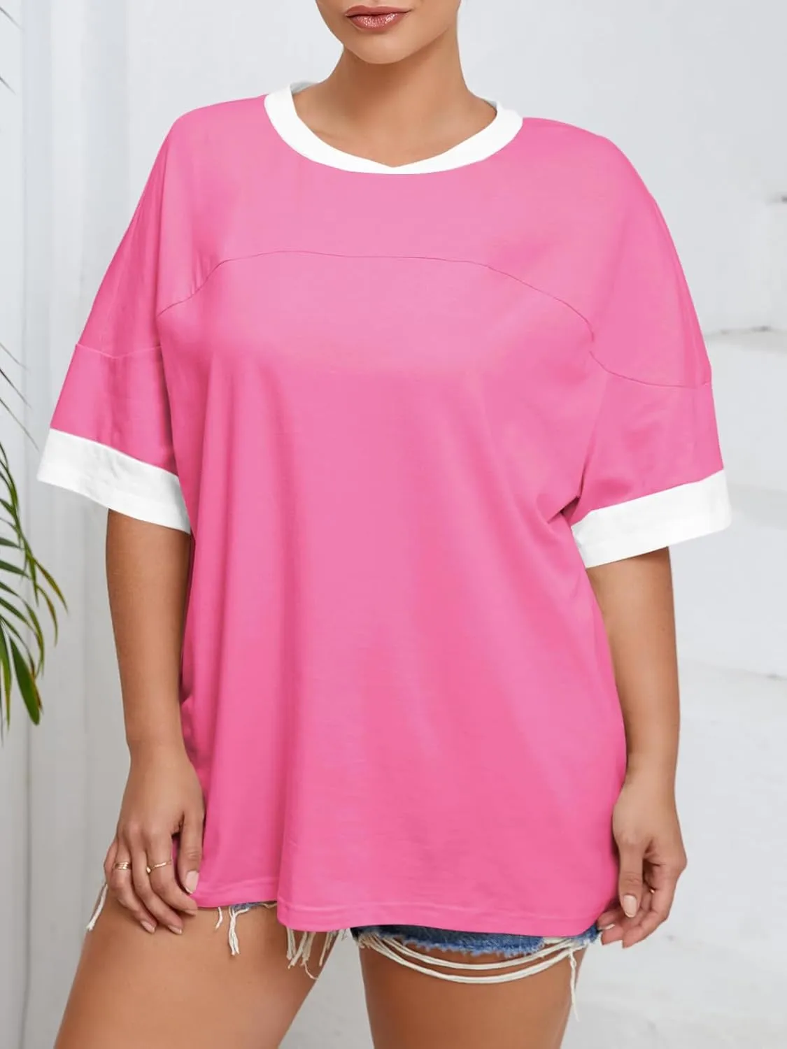 Beautife Womens Plus Size Oversized Tshirt Summer Casual Short Sleeve Crew Neck Tunic Tops Loose Fit Basic Tee