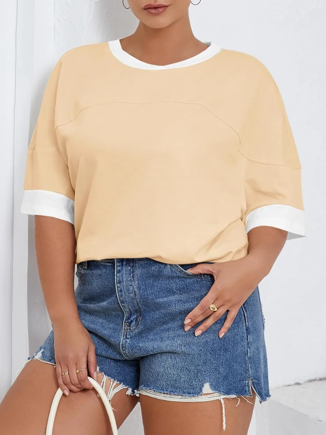 Beautife Womens Plus Size Oversized Tshirt Summer Casual Short Sleeve Crew Neck Tunic Tops Loose Fit Basic Tee