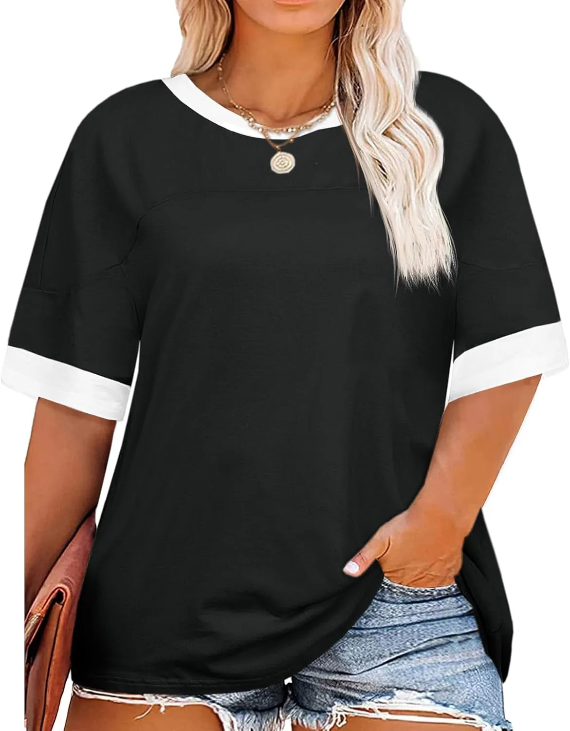 Beautife Womens Plus Size Oversized Tshirt Summer Casual Short Sleeve Crew Neck Tunic Tops Loose Fit Basic Tee