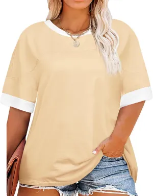 Beautife Womens Plus Size Oversized Tshirt Summer Casual Short Sleeve Crew Neck Tunic Tops Loose Fit Basic Tee